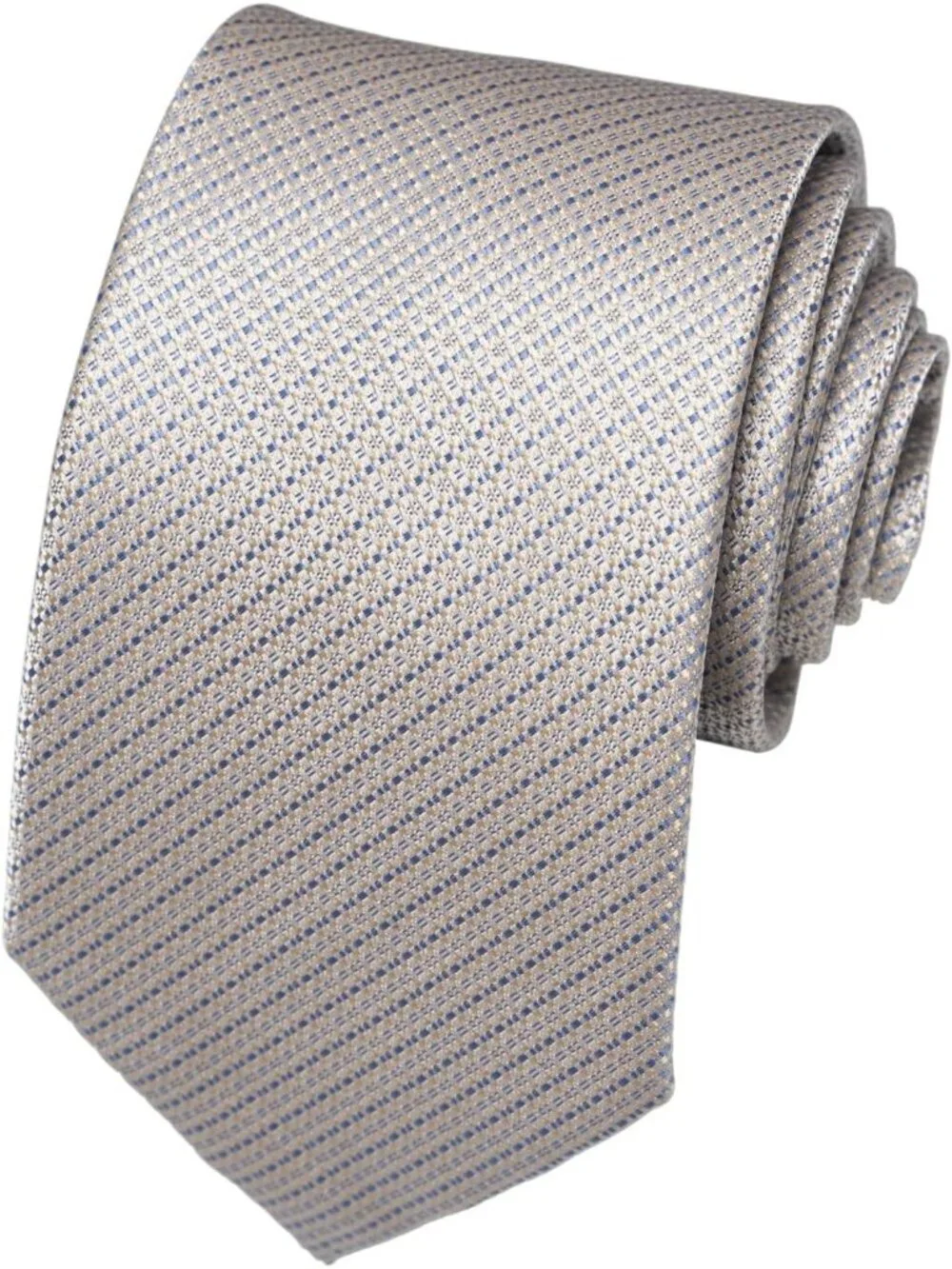 Men's Blue Beige 100% Microfiber Formal Geometric Textured Necktie For Business